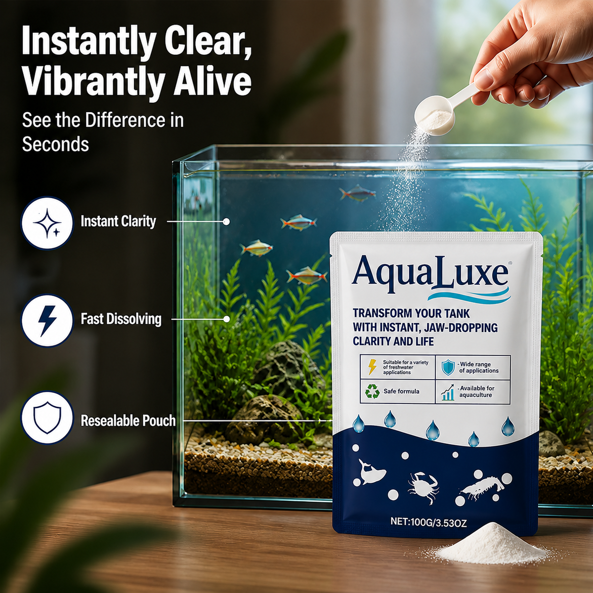 AquaLuxe™ Water Refiner — Transform Your Tank with Instant, Jaw-Dropping Clarity and Life