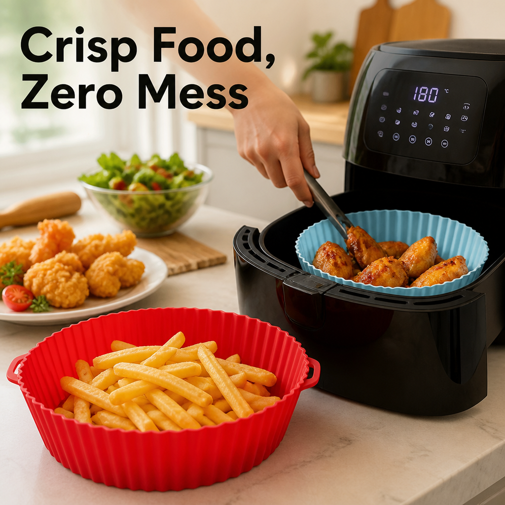 FlexiChef™ Silicone Air Fryer Liner — Slash Cleanup Time and Enjoy Perfectly Crisp, Healthy Meals Every Day