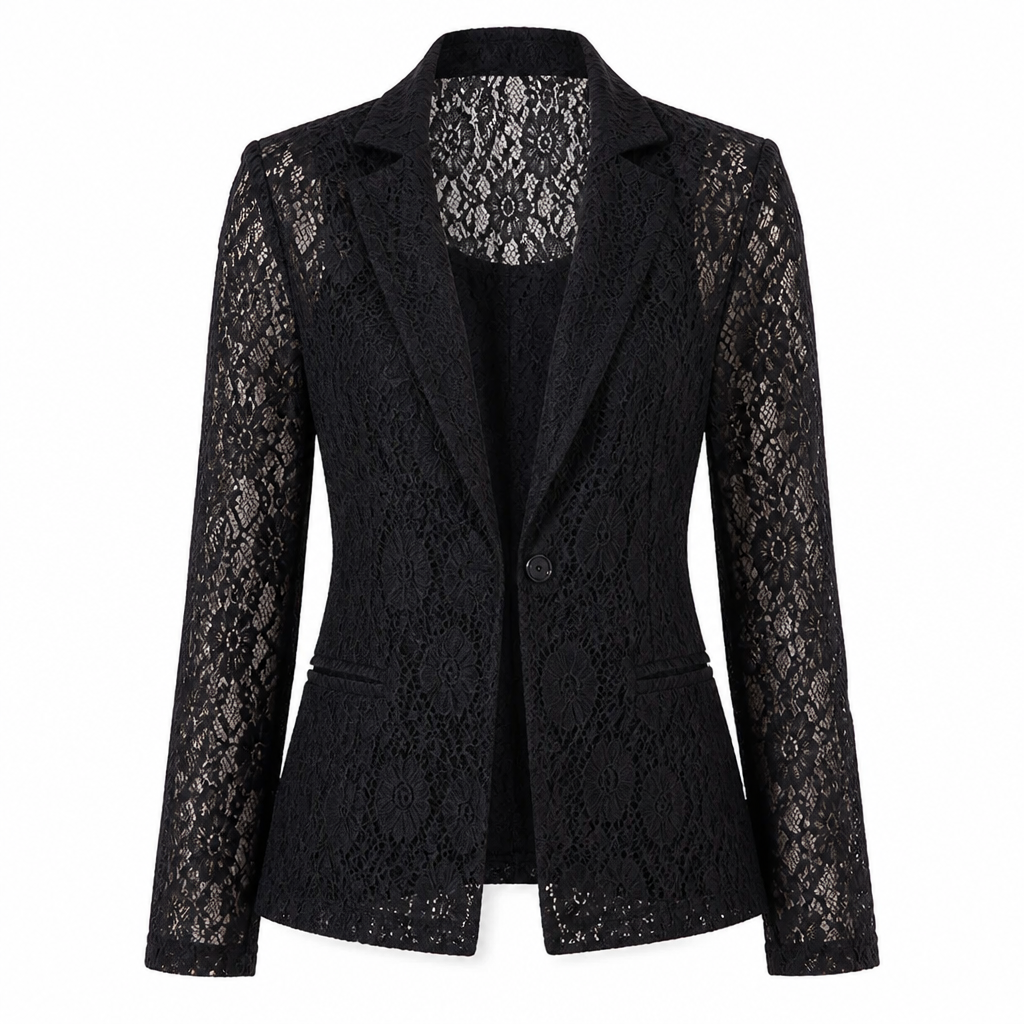 Veloria™ Pointed Mesh Blazer — Own Every Room with Cool Confidence and Flawless Fit