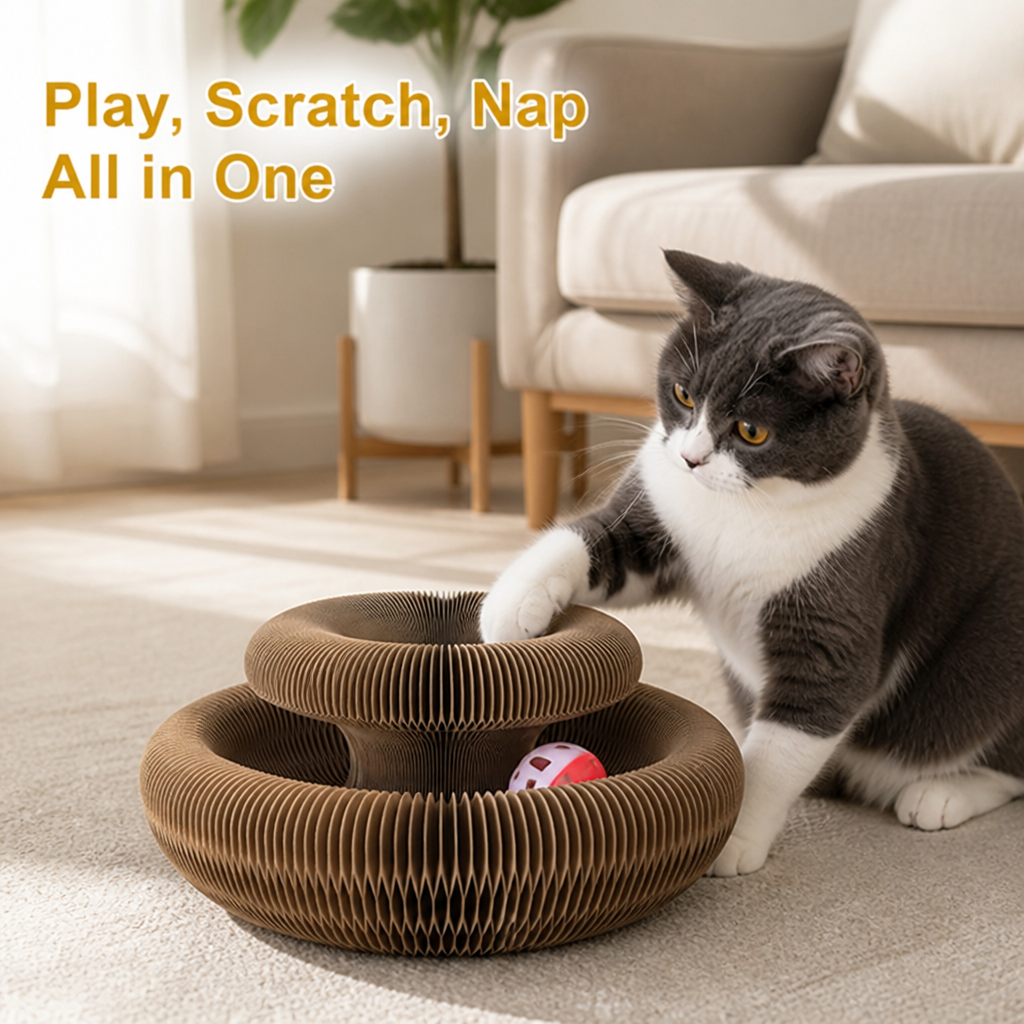 PawPounce™ — Give curious paws a place to play, scratch, and snooze—not your sofa