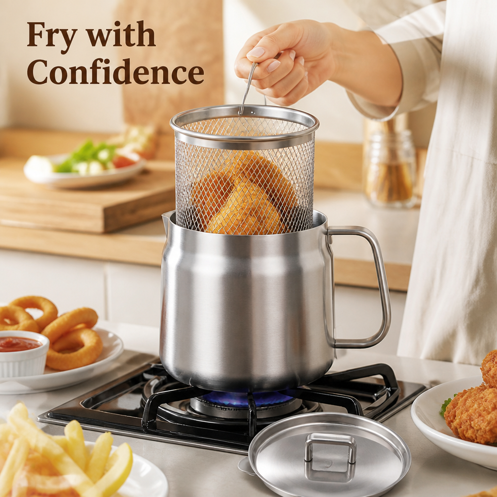 CrispEase™ — Unlock Crispy, Flavor-Packed Frying Without the Mess or Stress
