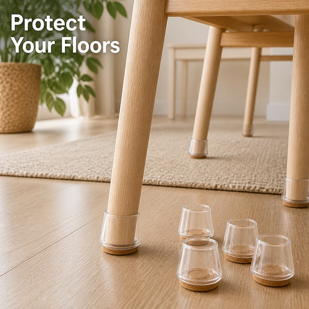 SilkStride™ Clear Silicone Furniture Leg Caps — Protect Floors Instantly While Gliding Smoothly Without a Sound