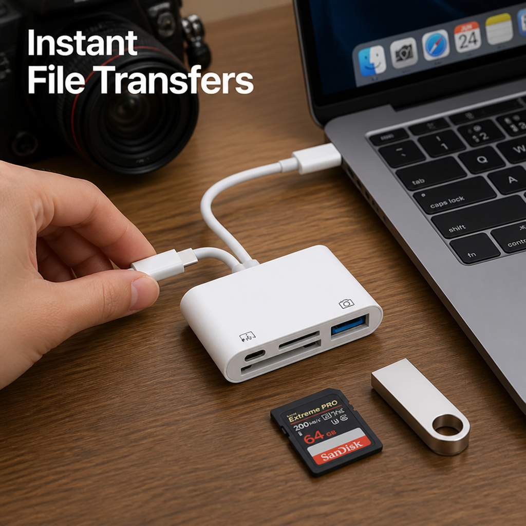 SnapSwift™ 3-in-1 USB-C Card Reader — Instantly Unlock Your Photos and Freedom from Waiting