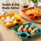 FlavoNest™ 2-in-1 Dip Plate — Keep Every Bite Crisp, Sauces Perfect, and Mealtime Mess-Free