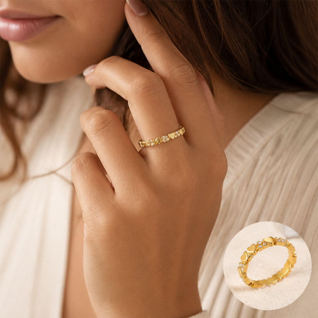 LunaLuxe™ Heart Eternity Ring — Ignite Passion and Shine with Every Glance