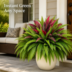 VitaLeaf™ Artificial Fern & Red Dracaena Plants — Bring Vibrant, Carefree Green Life Into Every Space