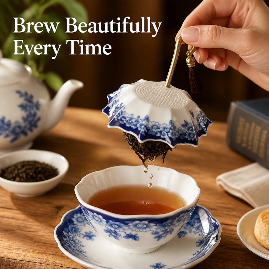 Serevia™ Ceramic Umbrella Tea Strainer — Transform Every Sip into a Soothing Moment of Pure Calm