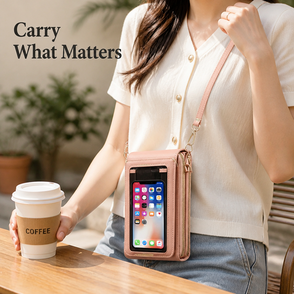 TapTote™ — Keep Your Phone Close and Your Hands Free, Without the Bulky Bag