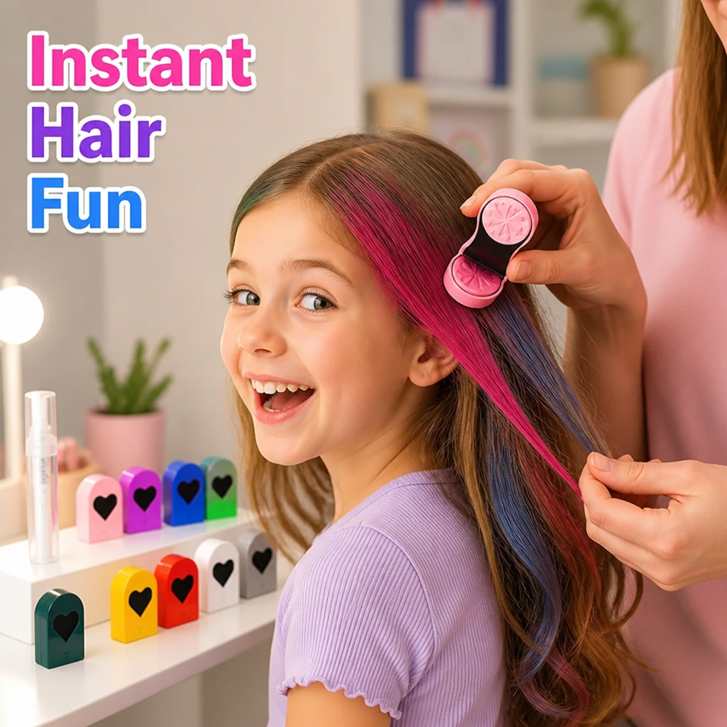 HueBurst™ Temporary Hair Chalk Set — Ignite Your Child’s Sparkling Imagination Instantly