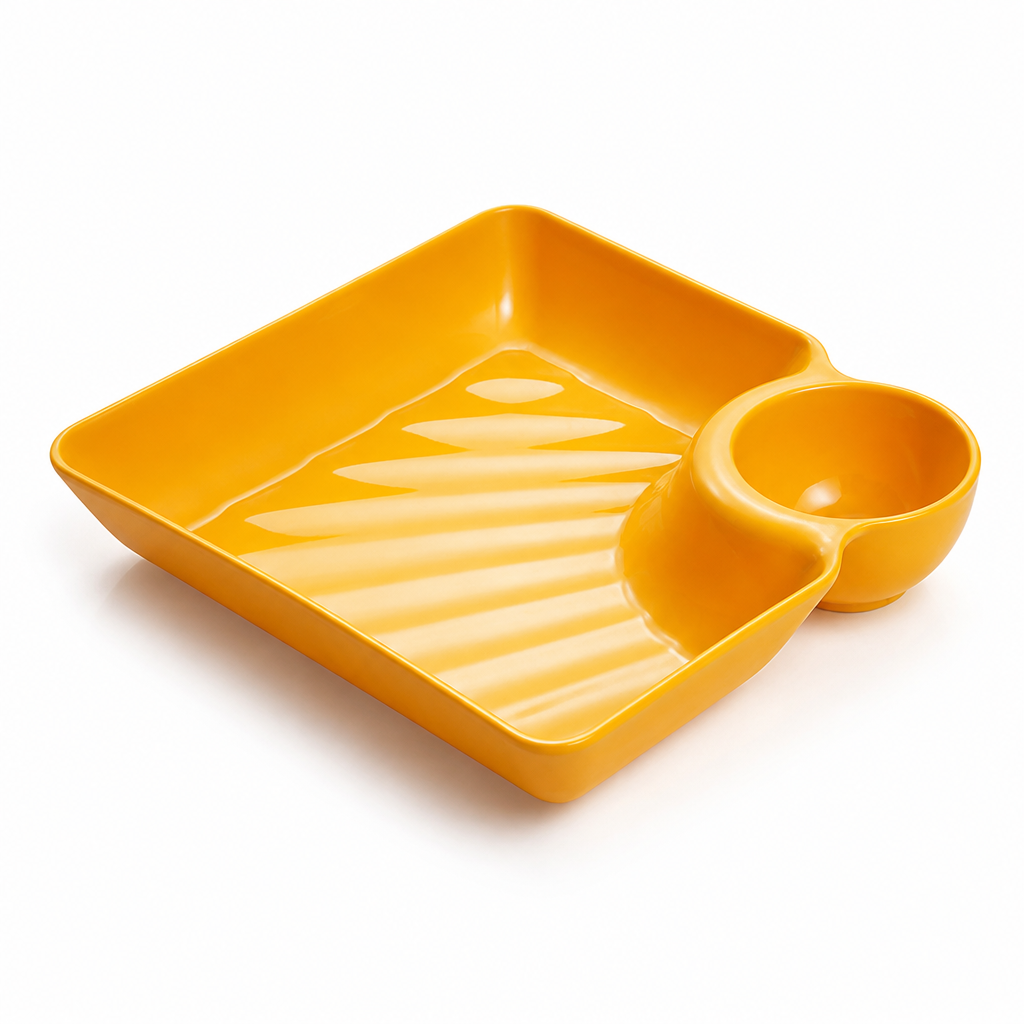 FlavoNest™ 2-in-1 Dip Plate — Keep Every Bite Crisp, Sauces Perfect, and Mealtime Mess-Free