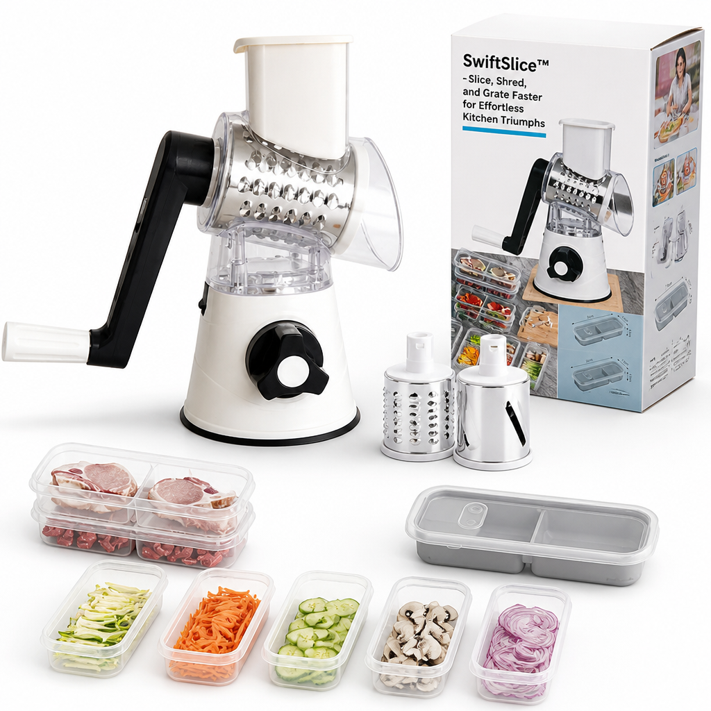 SwiftSlice™ — Slice, Shred, and Grate Faster for Effortless Kitchen Triumphs