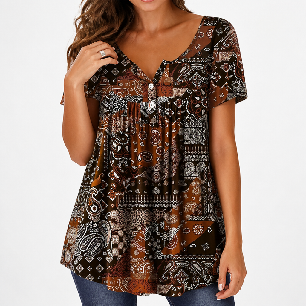CelestaCharm™ V-Neck Top — Breeze Through Your Day in Effortless Cool Confidence