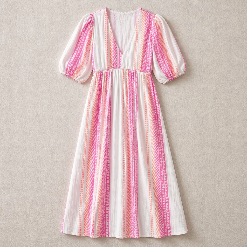 LumaLace™ V-Neck Printed Dress — Turn Heads Instantly with Effortless Comfort and Flawless Fit