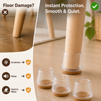 SilkStride™ Clear Silicone Furniture Leg Caps — Protect Floors Instantly While Gliding Smoothly Without a Sound