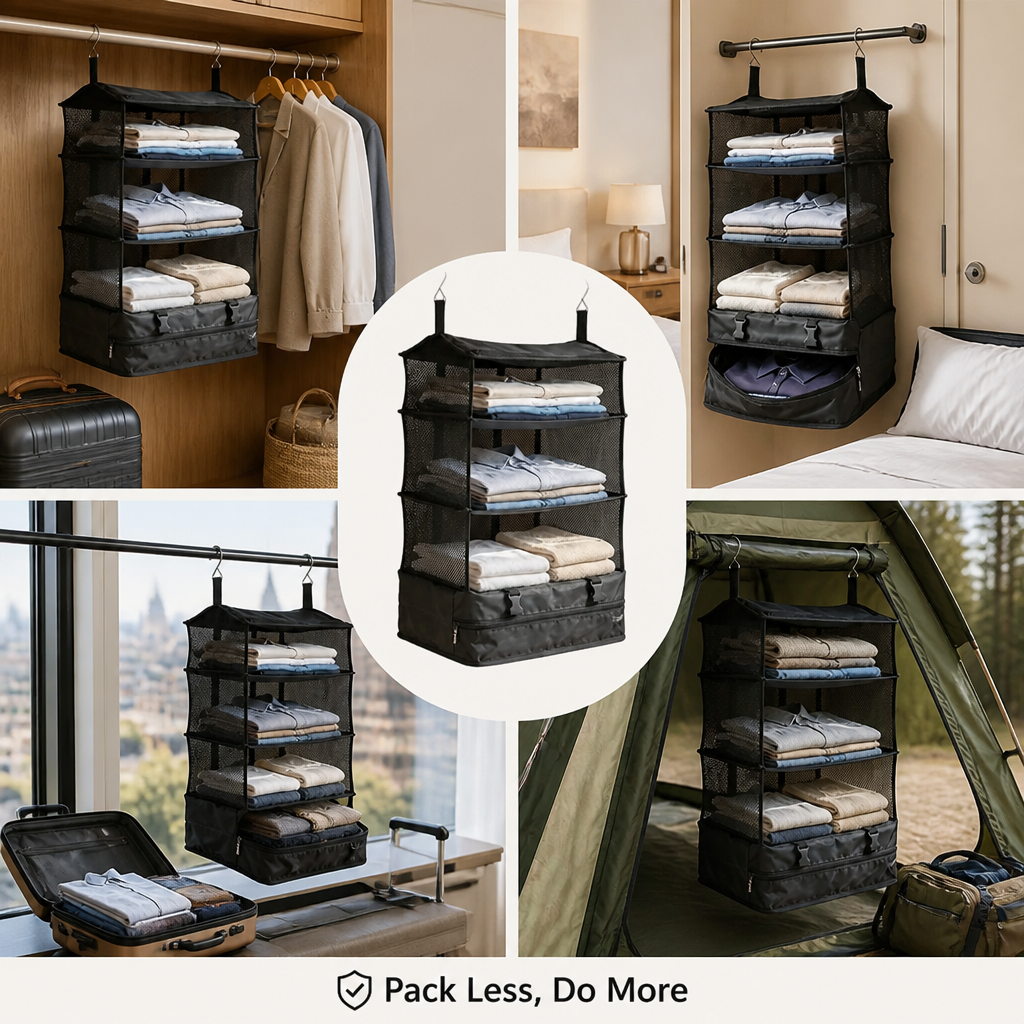 TravelNook™ Portable Hanging Organizer — Transform Travel Chaos into Calm, Ready-to-Wear Wardrobes Instantly