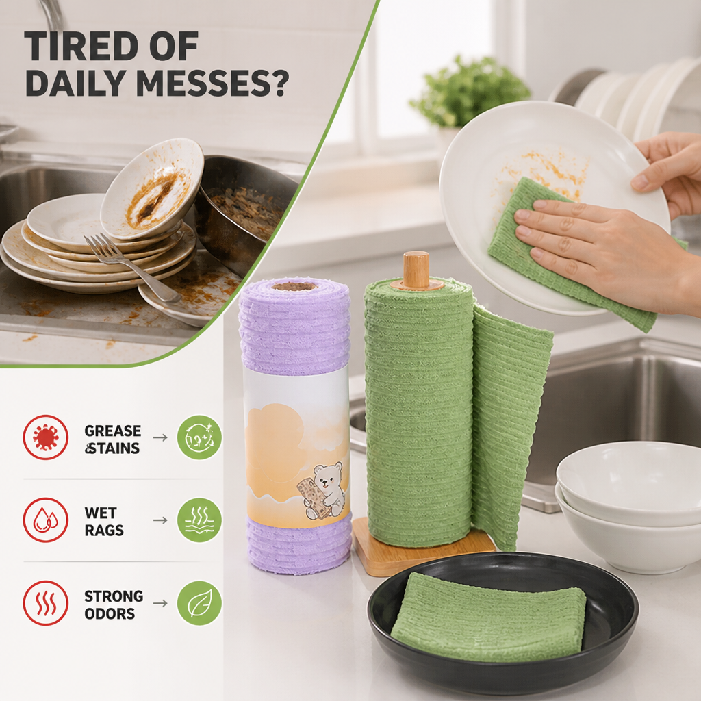 MiraClean™ Tearable Cleaning Cloth Roll — Cut Through Messes Fast and Enjoy a Sparkling, Stress-Free Home