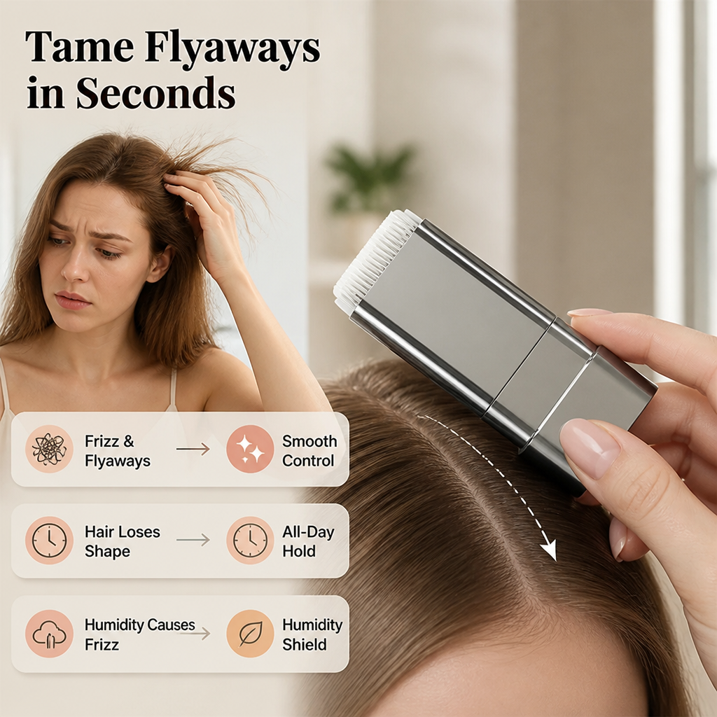 GlideSilk™ Hair Touch-Up Stick — Instantly Smooth Flyaways for Head-Turning Confidence All Day