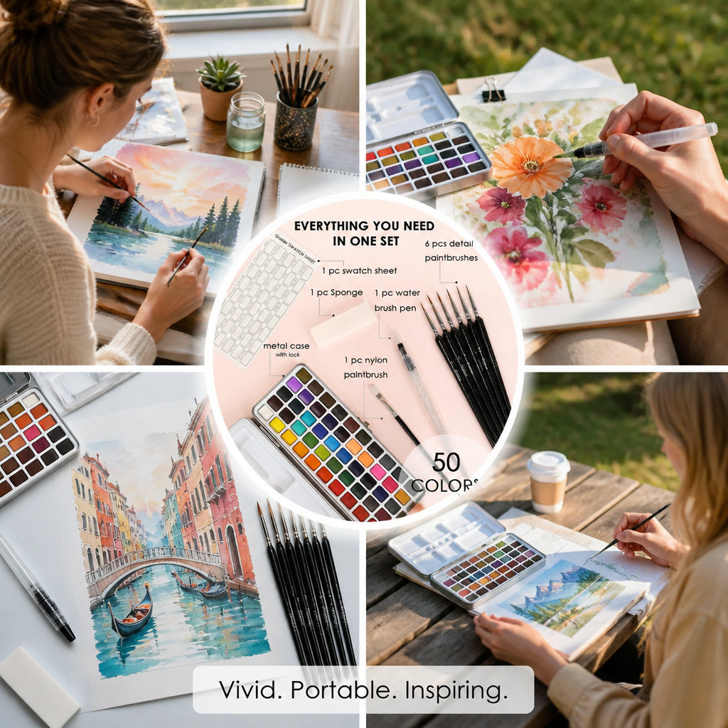 VibranceMuse™ Watercolor Set — Unleash Your Boldest, Most Vibrant Creations Wherever You Go