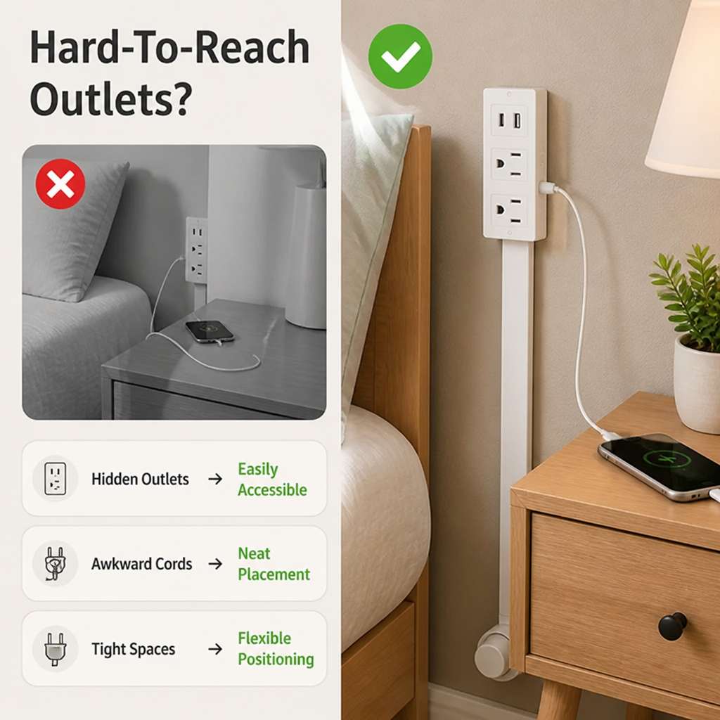 ReachFlex™ — Reach Awkward Outlets Without Rearranging Your Room