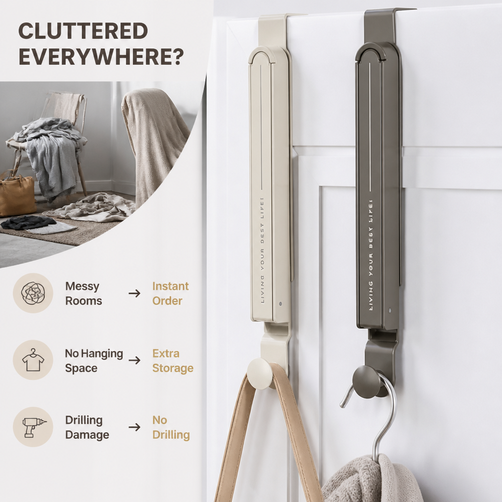 FlexiHold™ Foldable Hooks Hanger — Instantly Declutter Any Space and Feel Total Freedom