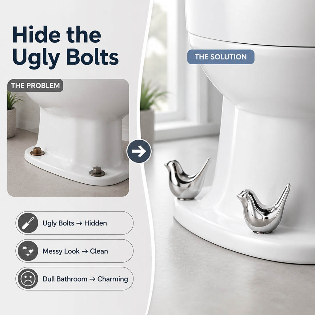 LunaPerch™ — Transform Ugly Bolts into Charming Bathroom Art Instantly