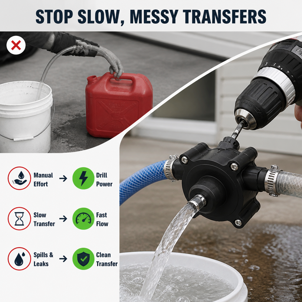 FlowPilot™ — Harness Your Drill’s Power to Move Liquids Lightning Fast and Effortlessly