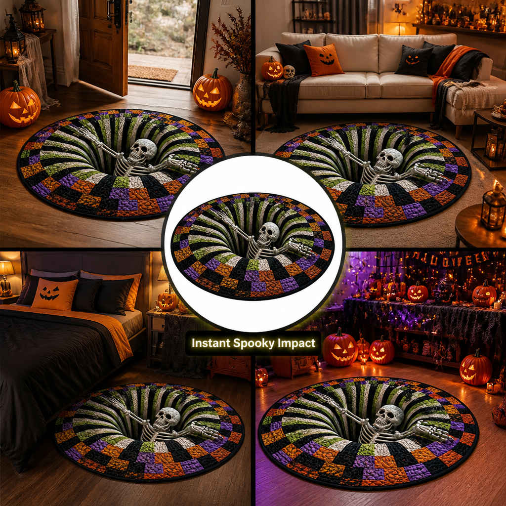 VortiGlow™ Quilted Round Rug — Command Every Step With Hypnotic Halloween Magic