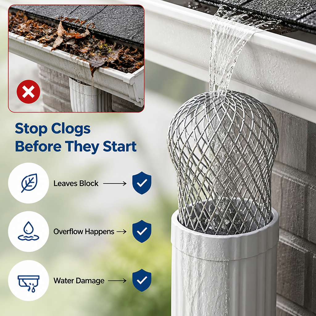 RainFlowEase™ — Keep Rainwater Moving and Cut Down on Clogged-Downspout Hassles