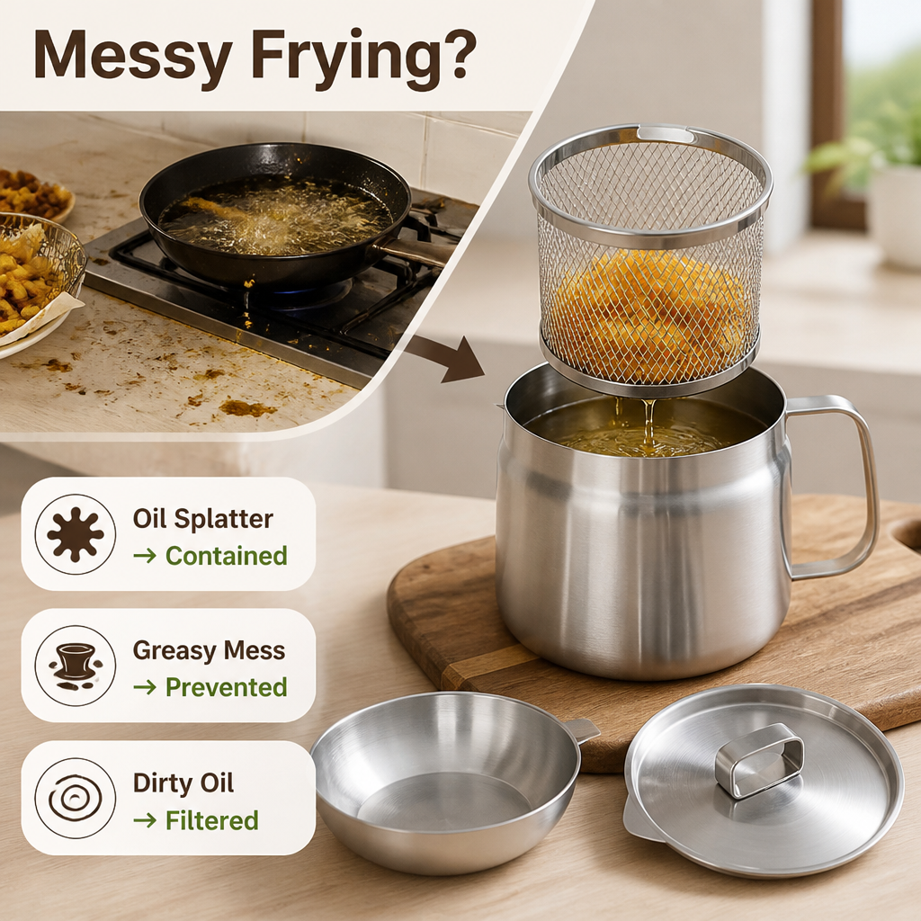 CrispEase™ — Unlock Crispy, Flavor-Packed Frying Without the Mess or Stress