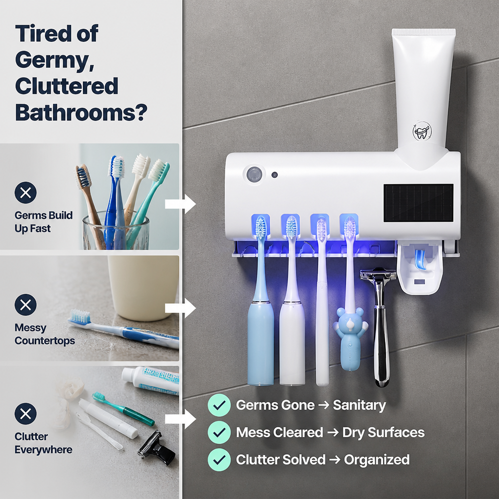 PureSense™ UV Sanitizer & Organizer — Banish Germs and Clutter for a Fresh, Sparkling Smile Every Day