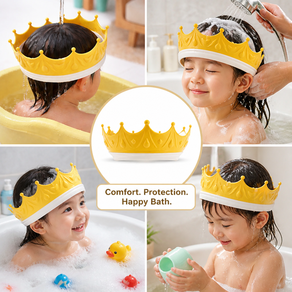 Tiaralu™ — Tear-Free Bath Time With a Fun Crown Shower Cap for Kids