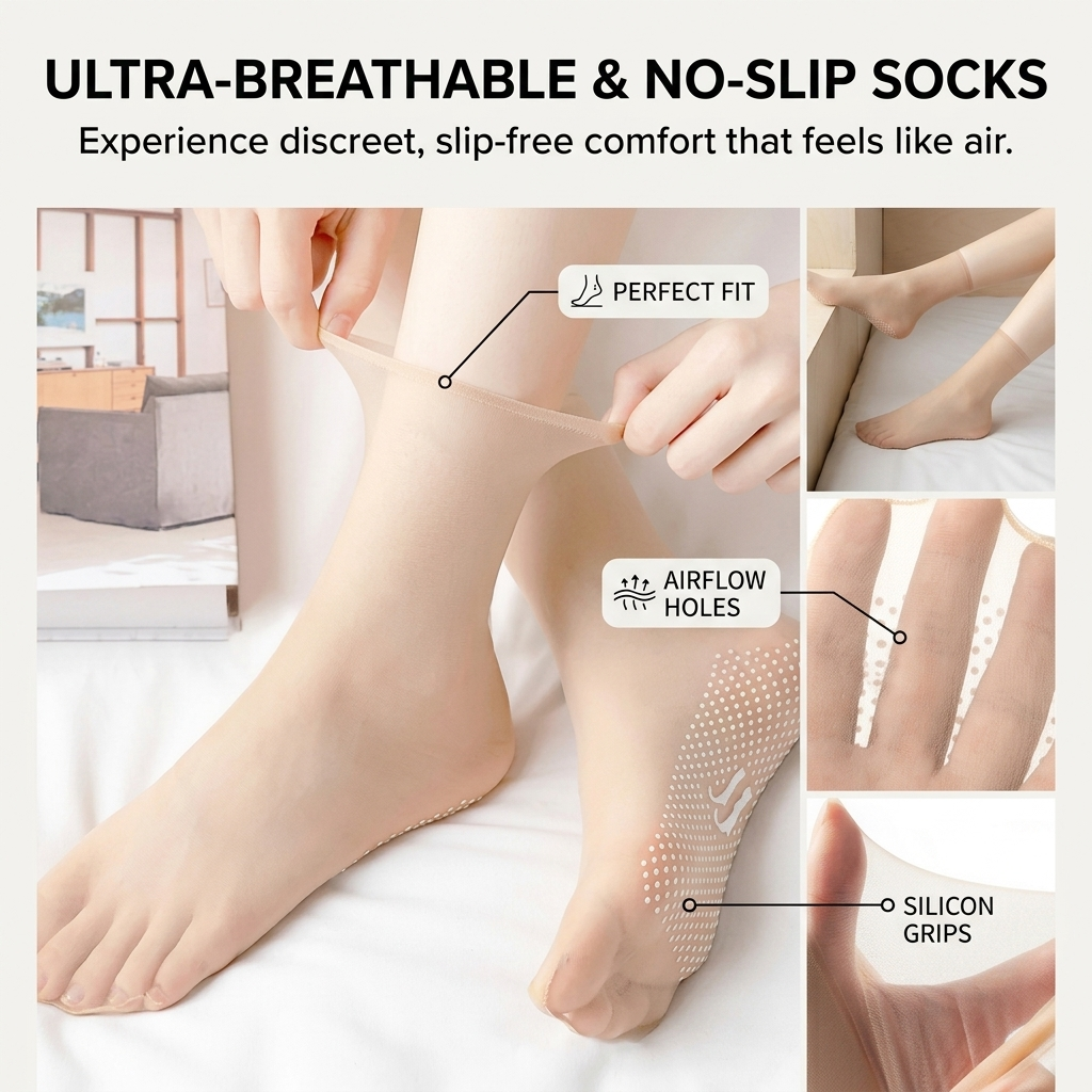 VeilStep™ Invisible Socks — Slip-Free Comfort That Feels Like Air on Your Feet