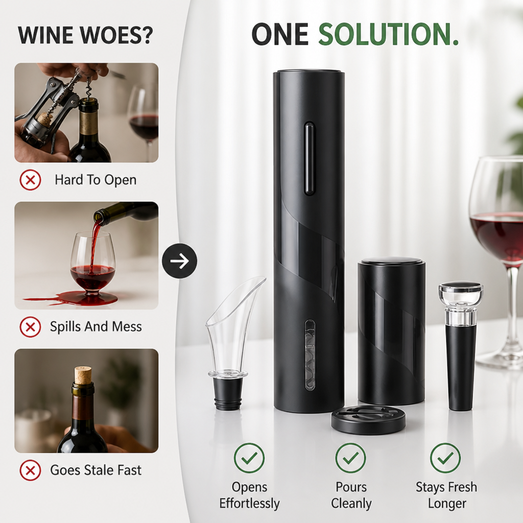 VinoPulse™ — Effortless Uncorking and Flavor That Make You the Life of Every Party