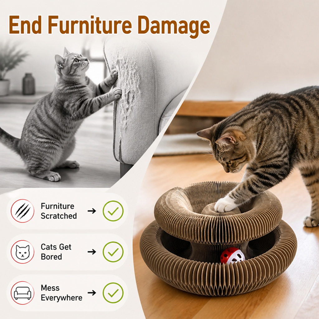 PawPounce™ — Give curious paws a place to play, scratch, and snooze—not your sofa