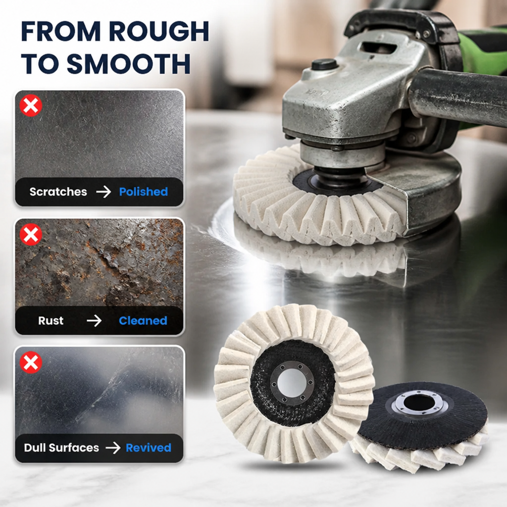 GlideLux™ Wool Felt Flap Polishing Disc — Unleash Flawless Shine and Effortless Control Every Time