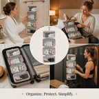 LumaTote™ Striped Hanging Toiletry Bag — Stay Effortlessly Organized and Travel Calm, Confident, and Spill-Free