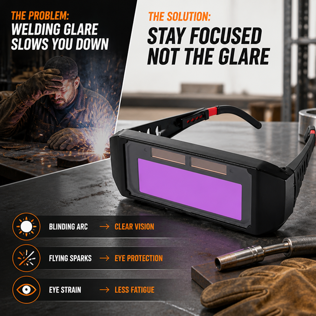 ArcEase™ auto-darkening glasses — Stay focused on every detail, not the glare
