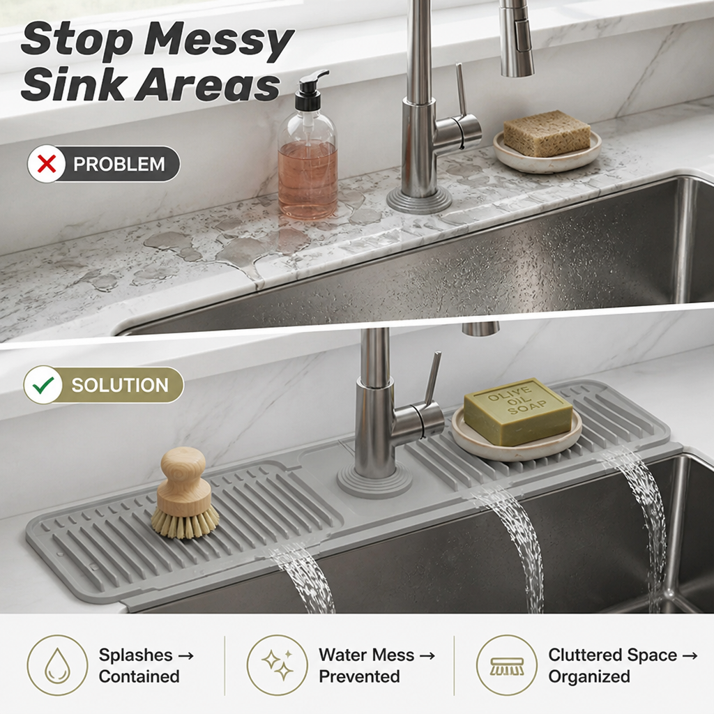 AquaShield™ — Keep Your Counters Dry and Your Sink Spotless Without Lifting a Finger