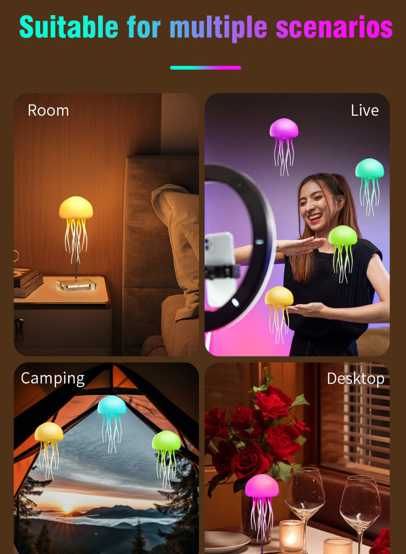Lampe LED JellyFish - Détente et lumière sur simple pression d'un bouton