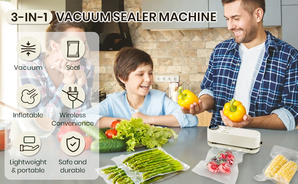 3-in-1 Wireless Mini Vacuum Sealer - Keep Food Fresh & More