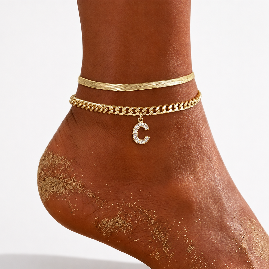 LumeaCharm™ Gold Initial Anklets — Wear Your Unique Story with Effortless Grace