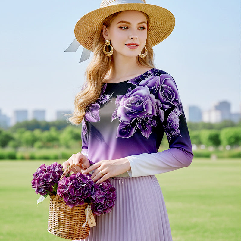 VelvetLilac™ Floral Long Sleeve — Slip into Breathable Elegance That Turns Heads Effortlessly
