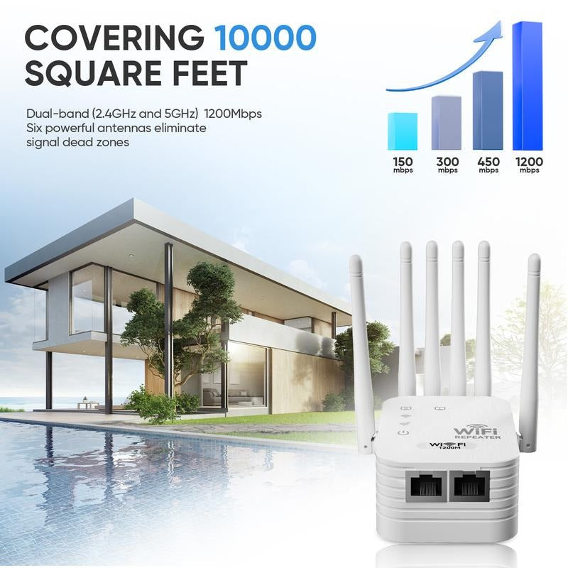 AxioWave™ Dual Band WiFi Extender — Crush Dead Zones and Power Every Device with Lightning-Fast WiFi
