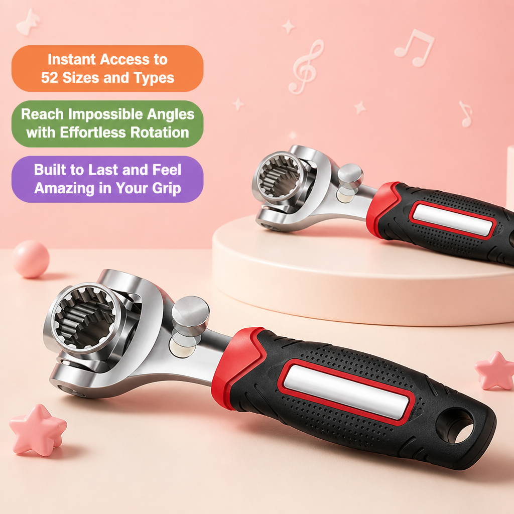 FluxHold™ 52-in-1 MultiSocket Wrench — Conquer Every Bolt Effortlessly Without the Hassle