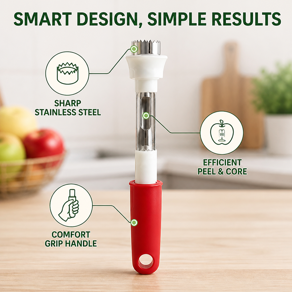 SliceEase™ — Peel and Core Apples Instantly for Effortless Kitchen Joy
