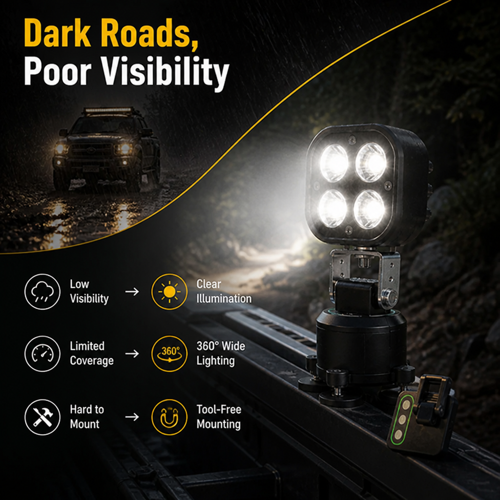 BlazeRay™ 360 LED Pod Light — Command the Night with Powerful, No-Drill Freedom