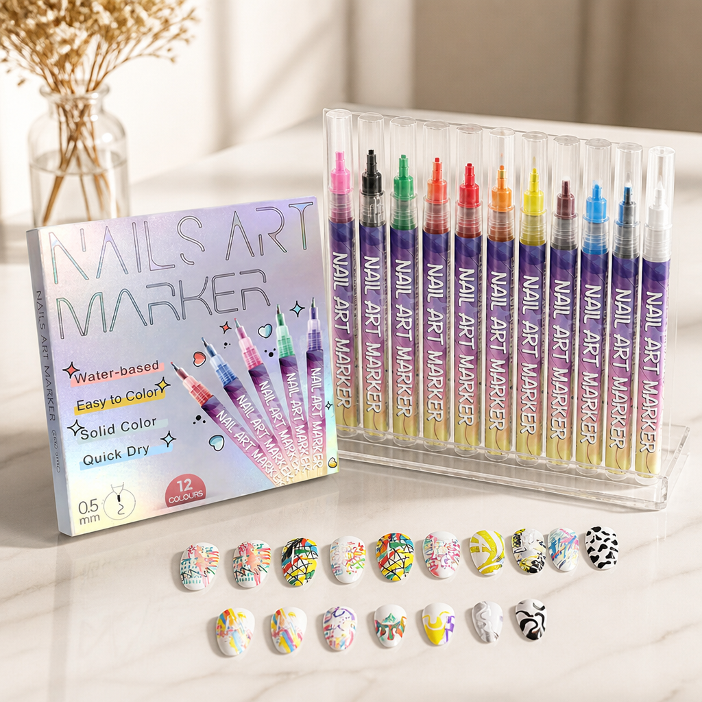 LumaLuxe™ 12 Colors Nail Art Pens Set — Effortless Precision that Makes Your Nails Unforgettable (12pcs)