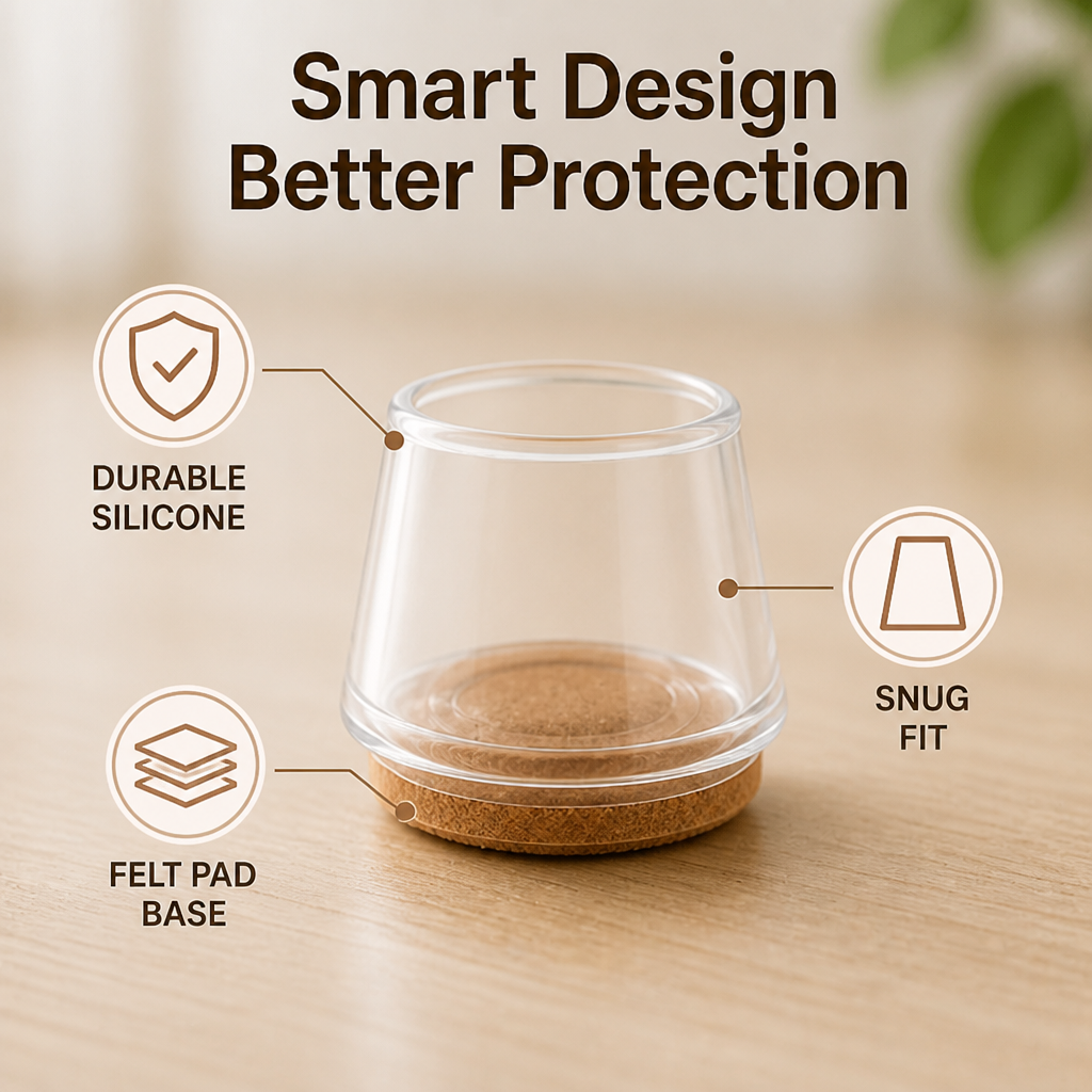 SilkStride™ Clear Silicone Furniture Leg Caps — Protect Floors Instantly While Gliding Smoothly Without a Sound