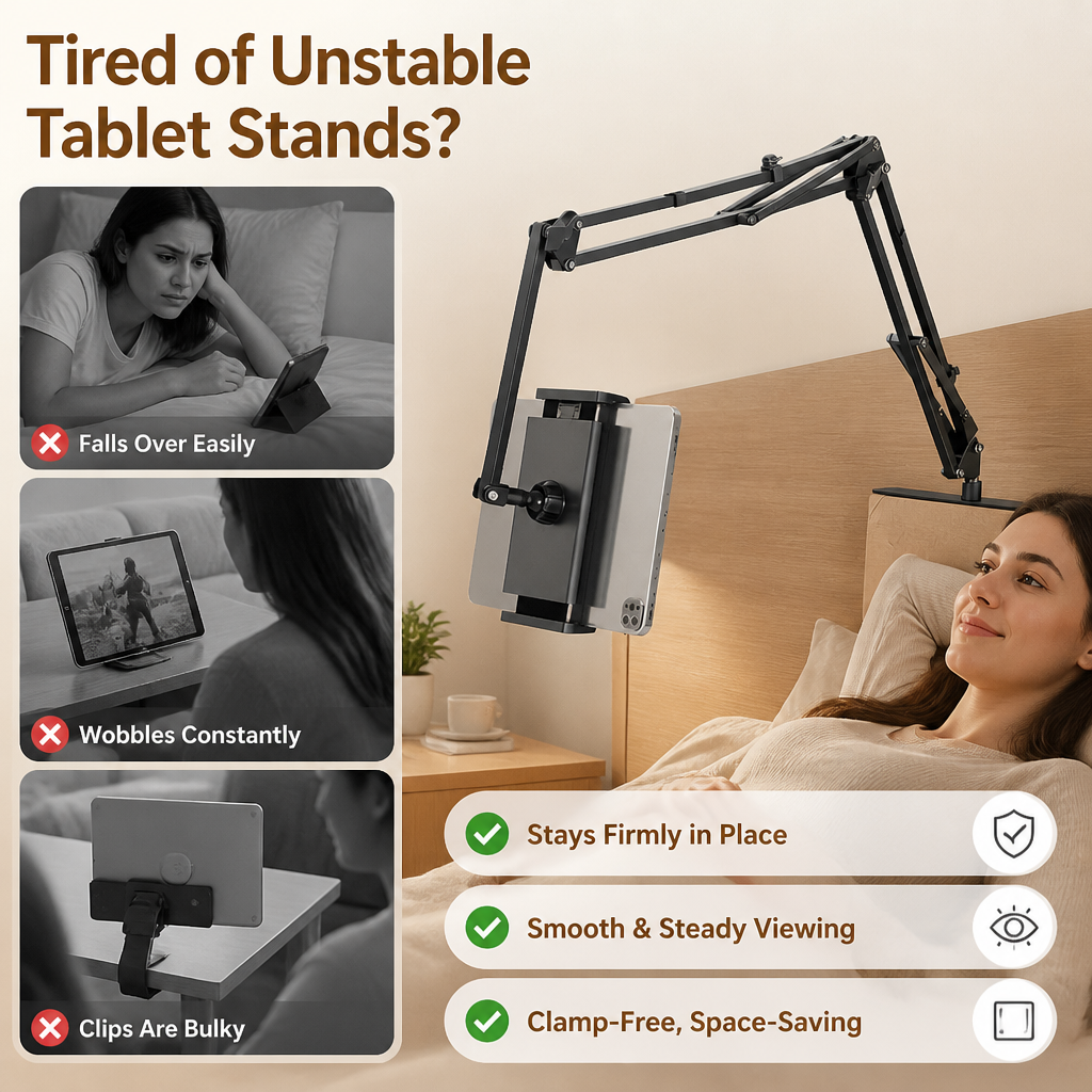 Tabnook™ — Watch Hands-Free From Bed, Sofa, or Desk Without Clamps