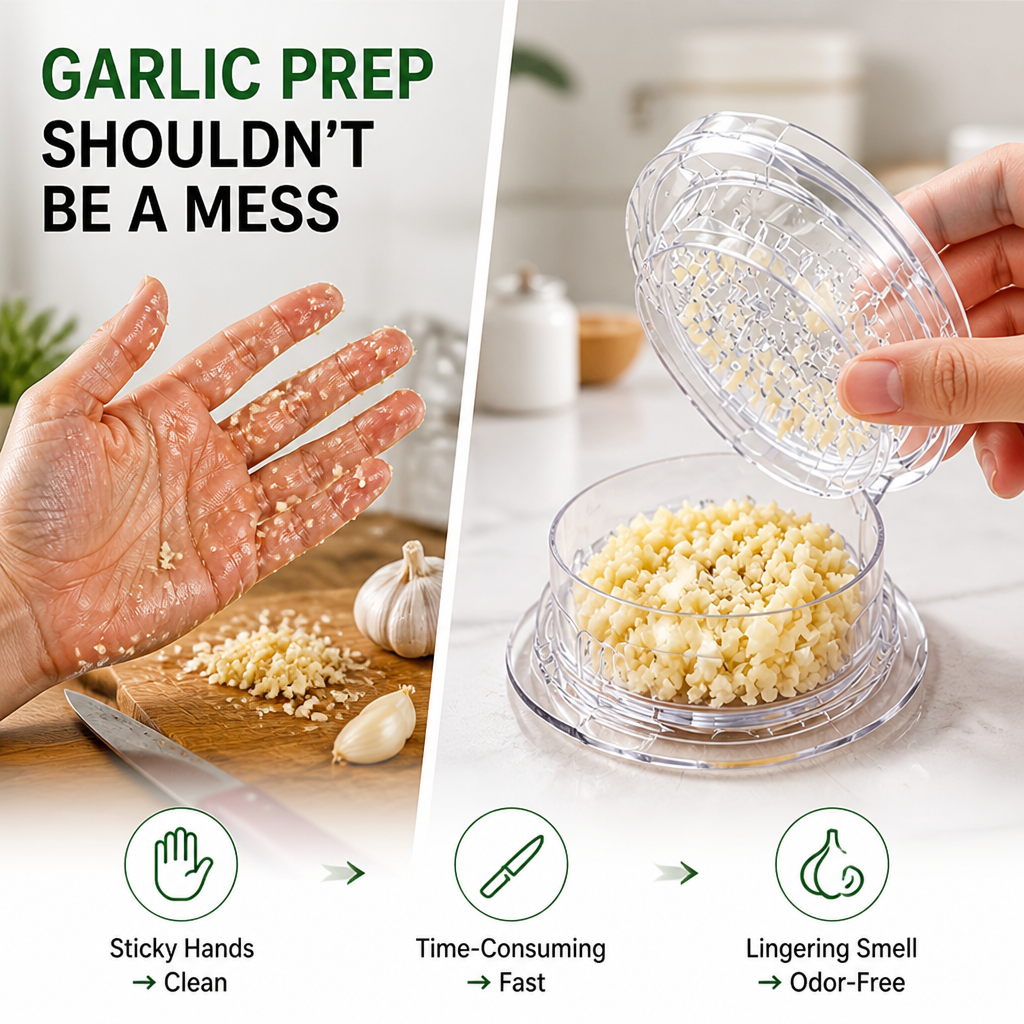 TurboTwist™ — Crush Garlic Mess-Free and Unleash Bold Flavor Instantly